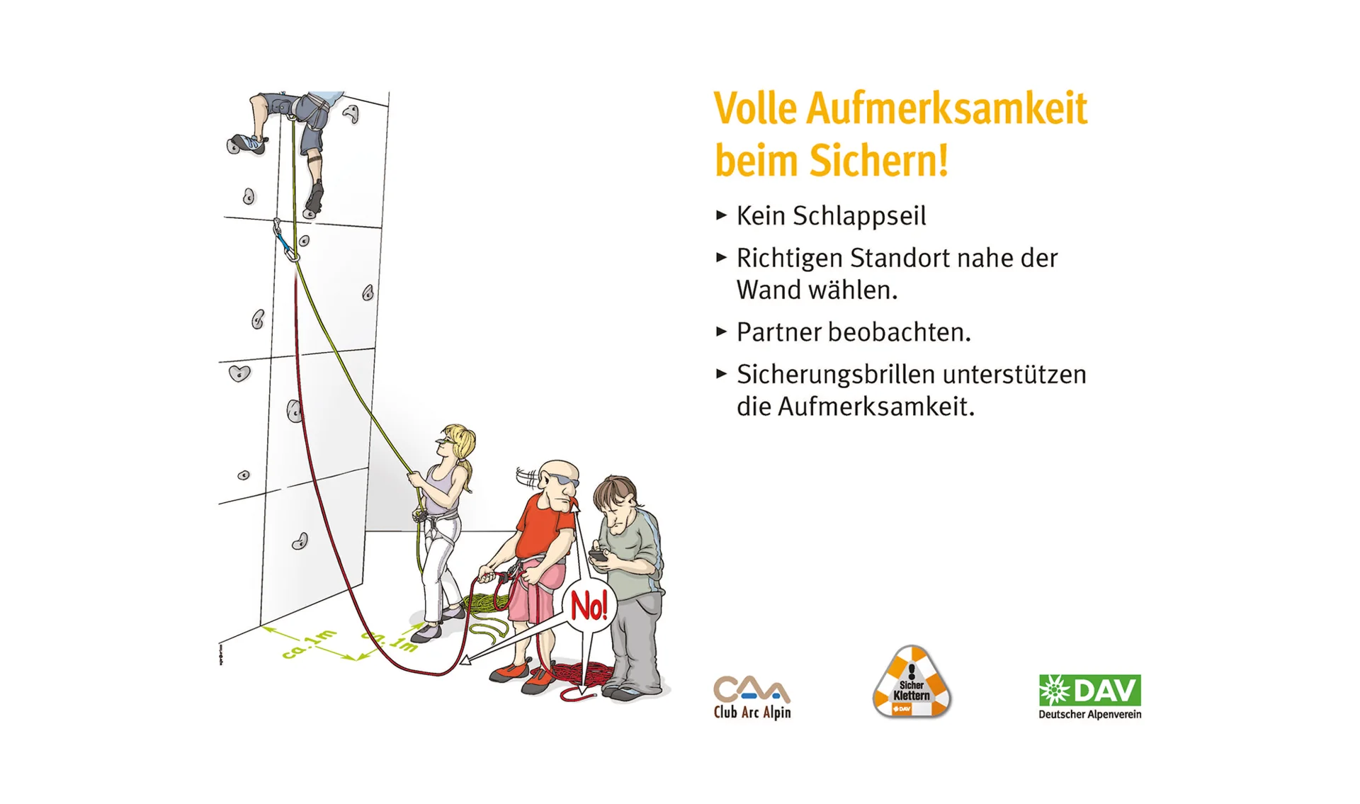 Kletterregel Nummer vier: volle Aufmerksamkeit beim Sichern | © DAV